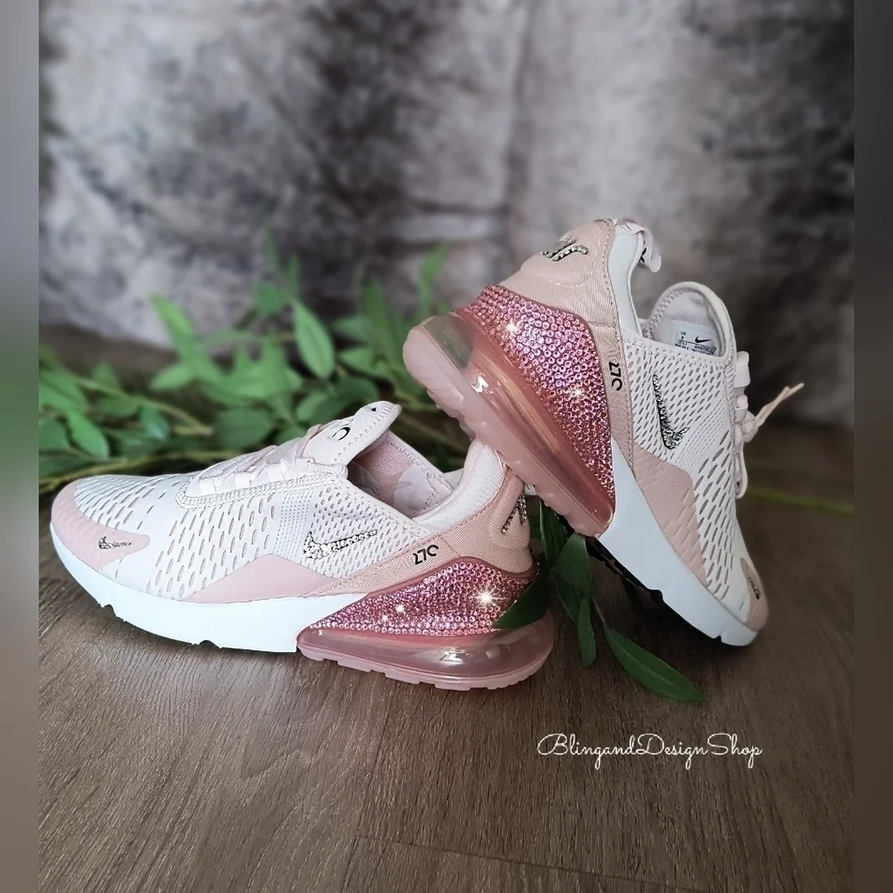 Nike Air Max 270 Pink Sneakers made with Swarovski Crystals Custom